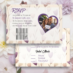 Cartão RSVP Casamento Botânico bonito de Púrpura de Flor Selva