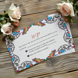 Cartão RSVP Casamento Botânico das Flores Coloridas Mexicanas