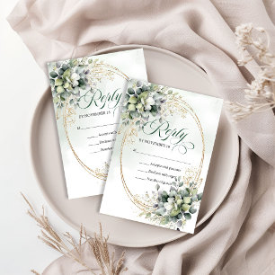 Cartão RSVP Casamento Botânico de Aguarela de Amor Moderno