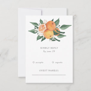 Cartão RSVP Casamento Botânico de Citros com Flor de Laranjeir