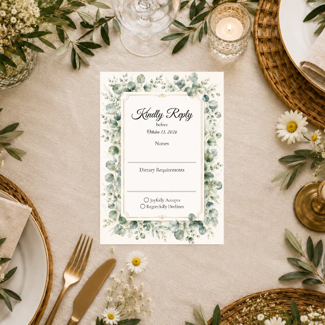 Cartão RSVP Casamento Botânico de Eucalipto (Criador carregado)