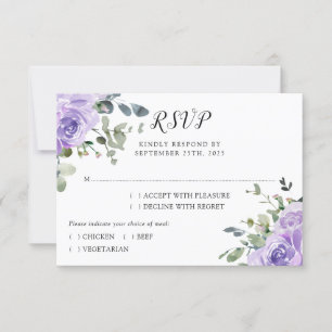 Cartão RSVP Casamento Botânico de Eucalipto Roxo Dusty