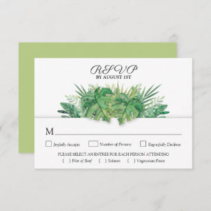 Cartão RSVP Casamento Botânico de Folhagem Tropical