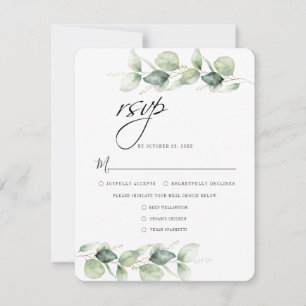 Cartão RSVP Casamento Botânico de Foliage Eucalyptus Minimalis