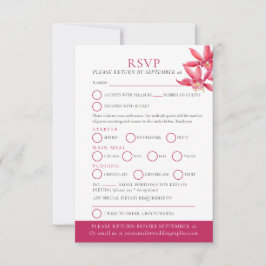 Cartão RSVP Casamento botânico de orquídea vermelha