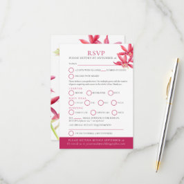 Cartão RSVP Casamento botânico de orquídea vermelha