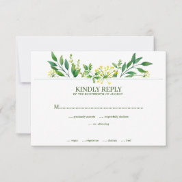 Cartão RSVP Casamento Botânico de Plantas Primavera Verde