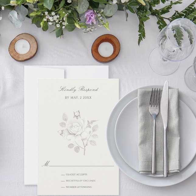 Cartão RSVP Casamento Botânico de Rosa Moderna (Criador carregado)