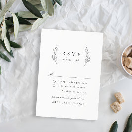 Cartão RSVP Casamento botânico elegância simples