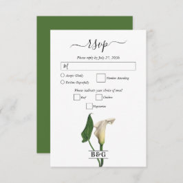 Cartão RSVP Casamento Botânico Elegante Calla Lily Green