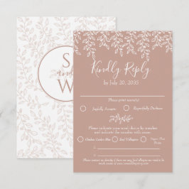 Cartão RSVP Casamento Botânico Elegante Moderno de Boho Rosa E