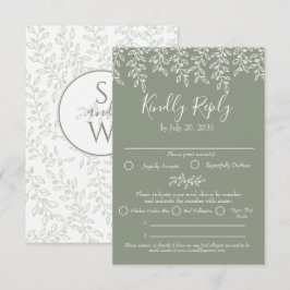 Cartão RSVP Casamento Botânico Elegante Moderno de Sage Green