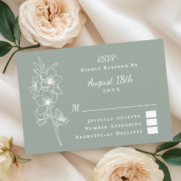 Cartão RSVP Casamento Botânico Elegante Moderno em Verde Sálvi