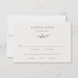 Cartão RSVP Casamento Botânico Elegante Verde Sálvia Moderno