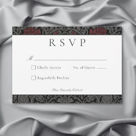 Cartão RSVP Casamento Botânico Elegante Vintage Gótica