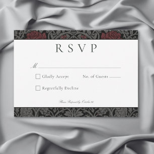 Cartão RSVP Casamento Botânico Elegante Vintage Gótica