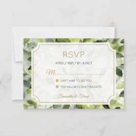 Cartão RSVP Casamento Botânico Elegante Watercolor