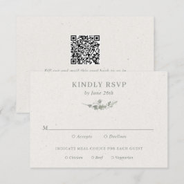 Cartão RSVP Casamento Botânico em Verde Sálvia Moderno com Cód