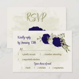 Cartão RSVP Casamento botânico entre flores azuis