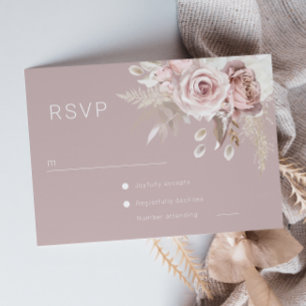 Cartão RSVP Casamento Botânico Floral Blush Luxury