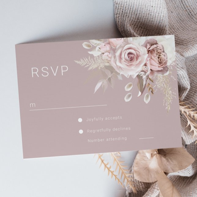 Cartão RSVP Casamento Botânico Floral Blush Luxury (Criador carregado)