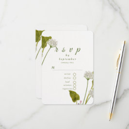 Cartão RSVP Casamento Botânico Floral Branco Elegante