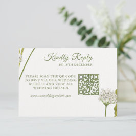 Cartão RSVP Casamento Botânico Floral Branco Elegante