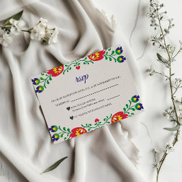 Cartão RSVP Casamento Botânico Floral Colorido Fiesta Espanhol