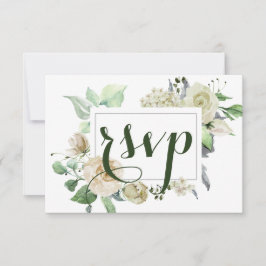 Cartão RSVP Casamento Botânico Floral de Aquarela Elegante