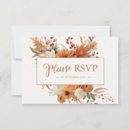 Cartão RSVP Casamento Botânico Floral de Outono Laranja Queima