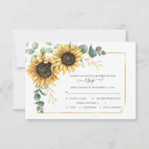 Cartão RSVP Casamento Botânico Floral de Sunflower Eucalyptus
