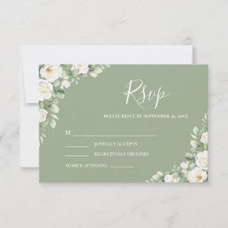 Cartão RSVP Casamento Botânico Floral Elegante Verdejante