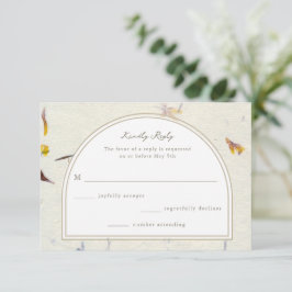 Cartão RSVP Casamento Botânico Floral Papel Moderno