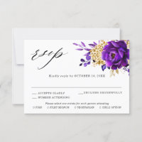 Casamento Botânico Floral Roxo Real Dourado
