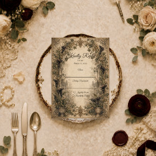 Cartão RSVP Casamento Botânico Gótico Temperamental