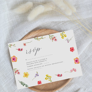 Cartão RSVP Casamento botânico minimalista de flor-primavera