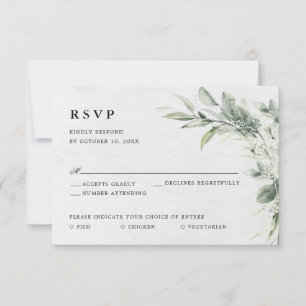 Cartão RSVP Casamento Botânico Minimalista Eucalyptus Verde Sa
