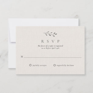 Cartão RSVP Casamento Botânico Minimalista Simples Elegante