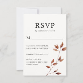 Cartão RSVP Casamento Botânico Mínimo de Folha de Folha