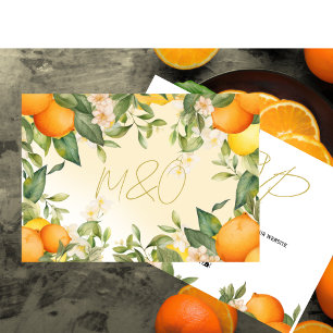 Cartão RSVP Casamento Botânico Moderno de Citrus Lemons