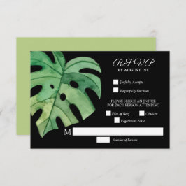 Cartão RSVP Casamento Botânico Monstera Leaf Tropical