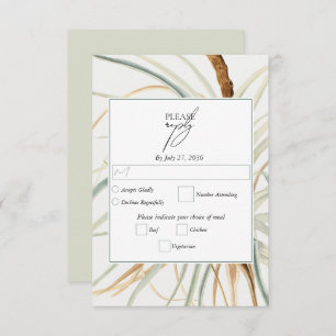 Cartão RSVP Casamento Botânico Neutral Bócio Russo com Aquarel