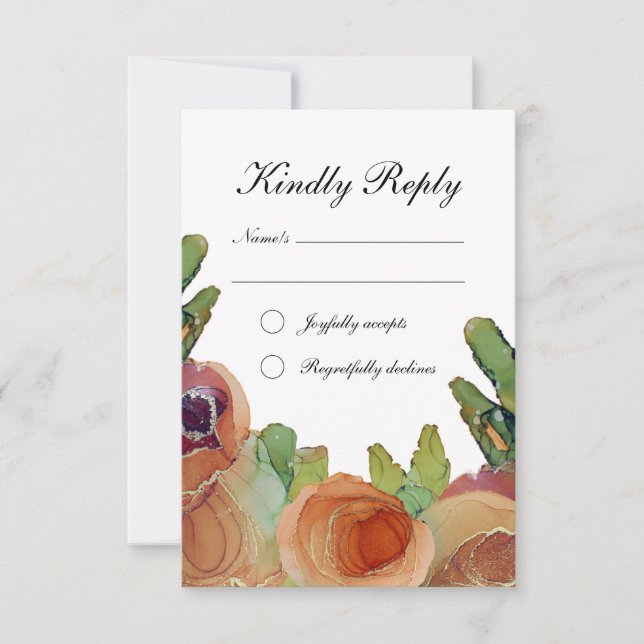 Cartão RSVP Casamento Botânico Romântico (Frente)