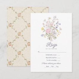 Cartão RSVP Casamento Botânico Romântico de Flores Silvestres 