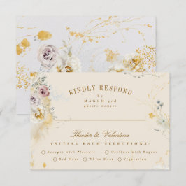 Cartão RSVP casamento botânico romântico formal