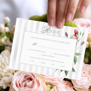 Cartão RSVP Casamento Botânico Rosa Francês Chic Romântico