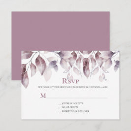Cartão RSVP Casamento Botânico Rosa Mauve Rústico
