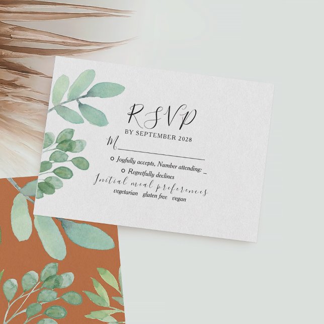 Cartão RSVP Casamento Botânico Rústico (Criador carregado)