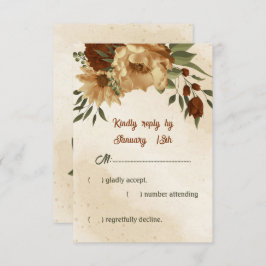 Cartão RSVP casamento botânico rústico de terracotta floral