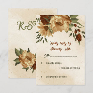 Cartão RSVP casamento botânico rústico de terracotta floral